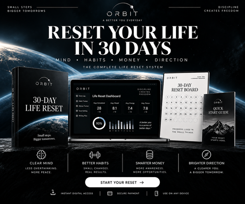 30 Day Life Reset Workbook | Self Improvement Planner & Habit Tracker Bundle
